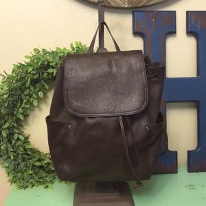 Frye brown leather backpack purse
